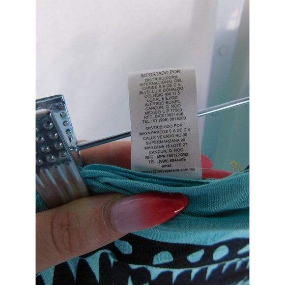 Maya Pareos Sarong Womens One Size Turquoise Black Sea Turtle Beach Rayon Fringe - Picture 11 of 11